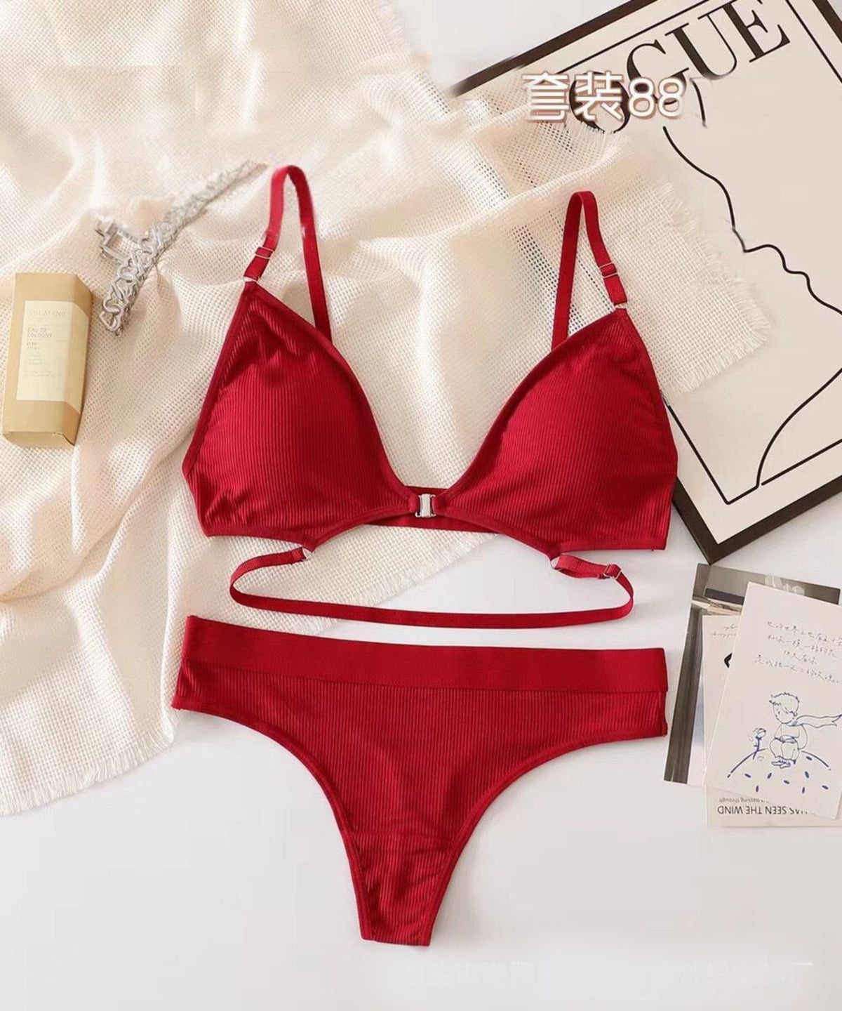 Set di lingerie da donna in cotone, colori accattivanti, tocchi morbidi e design unico