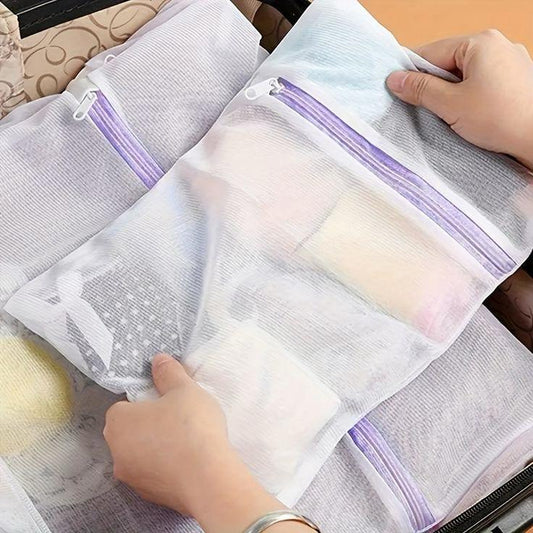 White Durable Large Washing Laundry Bag Mesh Organizer Net Dirty Bra Socks Underwear Shoe Storag Wash Machine Cover Clothes