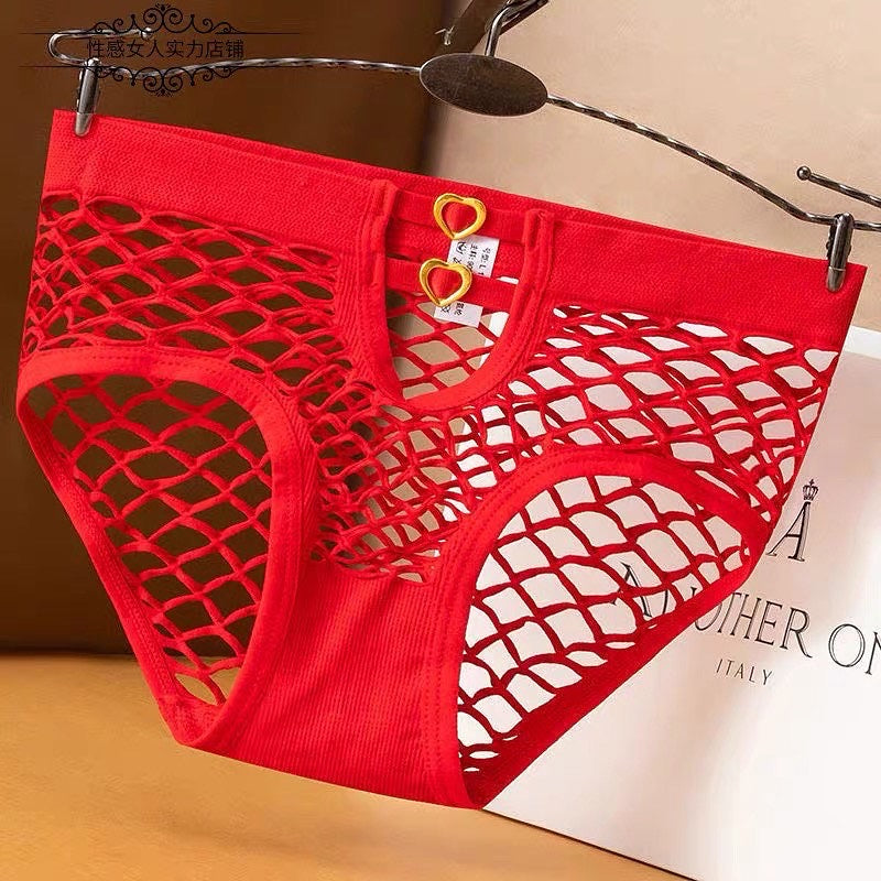 Women's See Through Panties High Elastic Mesh Fishnet Hollow Out Panty Briefs Women's Sexy