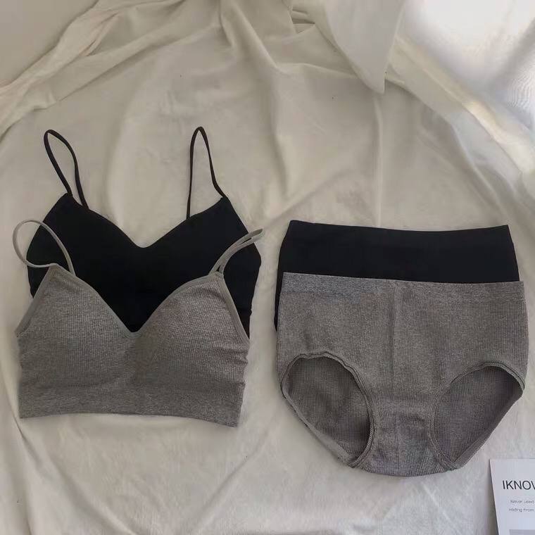 Women’s Underwear Set Sexy Bras Tube Top Push-Up Bra Set Lingerie Bralette Ribbed Bra and panty