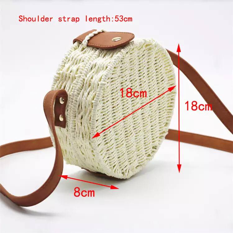 Round Box Rattan Bags For Women Handmade Woven Straw Shoulder Bags Wicker Cross body Bag Summer Beach Bag