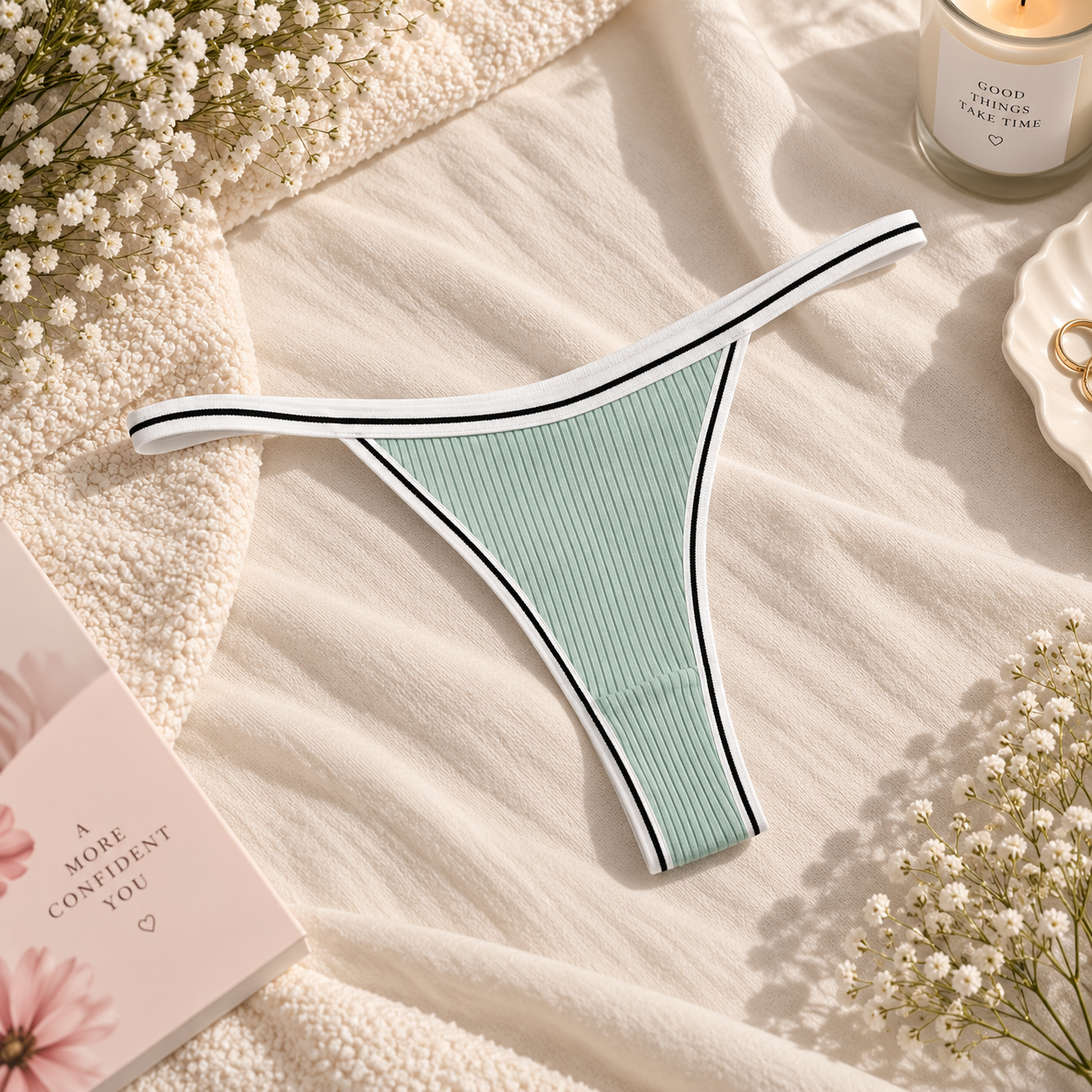 Women Thong Sexy Women's Cotton Underwear Thin Belt Striped Low Waist T Pants Women Panties