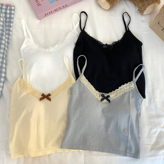 Happy Kitty top Women Low Cut Suspender Female Solid Color Lace Ropa Mujer Ladies Fashion Women'S Summer Vest