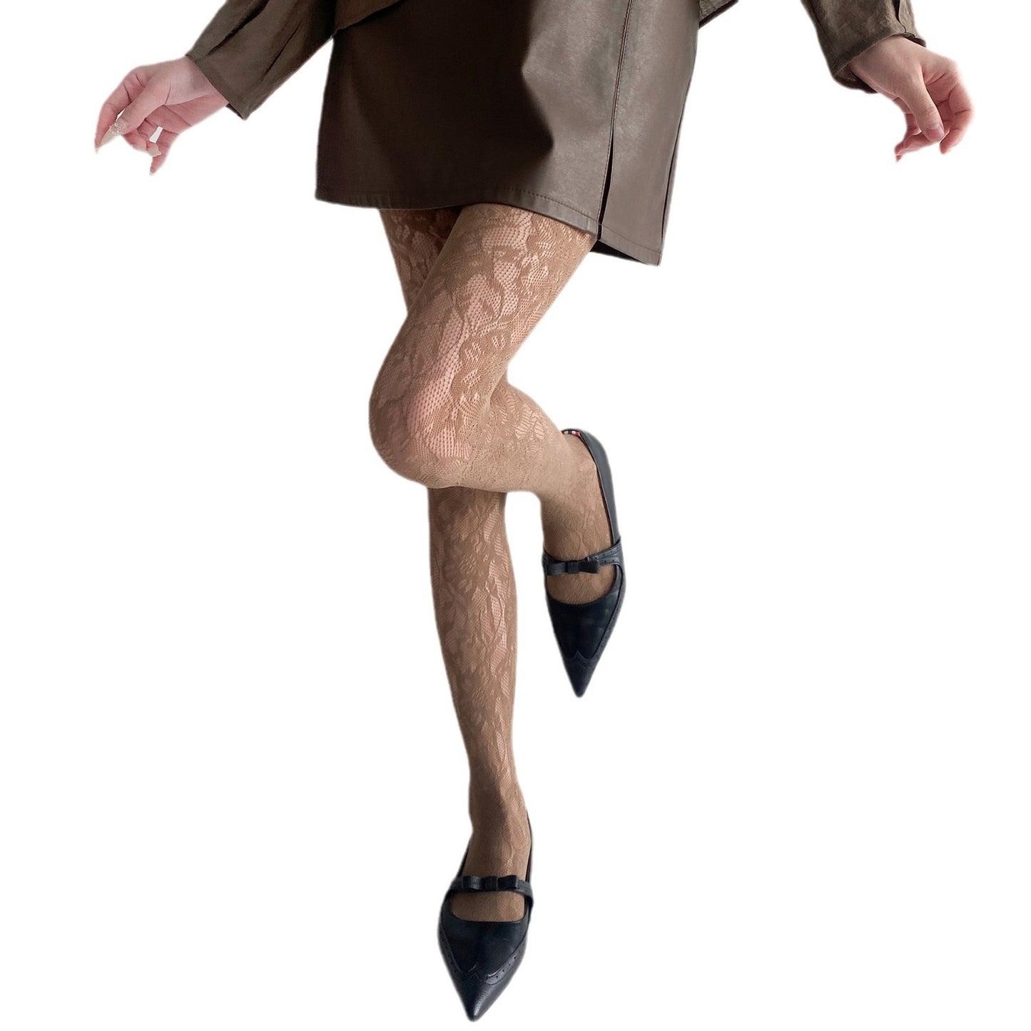 Elegant Floral Lace Pantyhose for Women | Soft Stretch Lace Tights