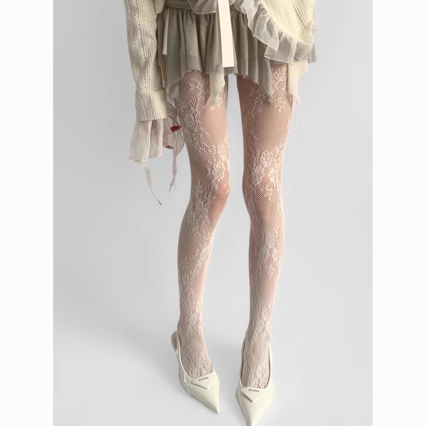 Premium Floral Lace Fishnet Pantyhose for Women | Elegant Stretch Mesh Stockings
