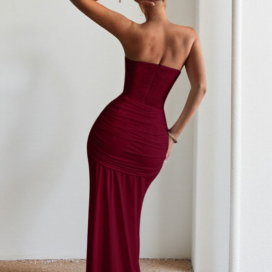 Women's Dress Fashion Backless Solid Slim Long Elegant Evening Dress Summer Ribbon Sequin Nightclub Sexy Cocktail Party Dresses