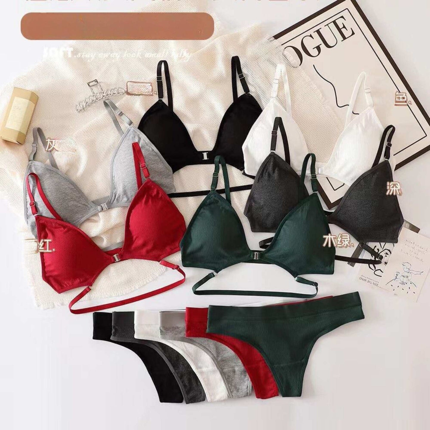 Women lingerie cotton set hot colours with soft touches and unique designa