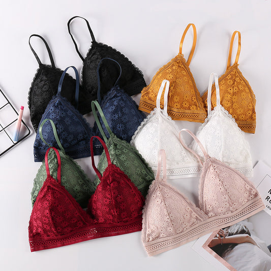 Sexy Floral Lace Bra Top For Women  Female Lingerie breathable Removable Pad Thin Fashion New Wireless Bras