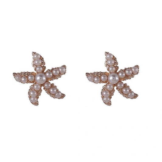 Exquisite Five Pointed Star Elegant Pearl Tassel Stud Earrings Women Small Fresh Luxury Anniversary Wedding Jewelry