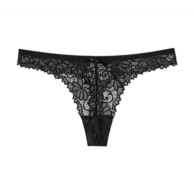 Sexy Women's Hollow Fashion Low Waist Lace Underwear Female Thongs Panties Briefs Ruffle G String