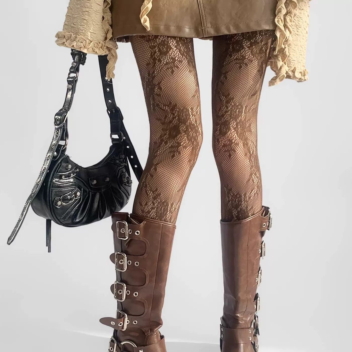 Premium Floral Lace Fishnet Pantyhose for Women | Elegant Stretch Mesh Stockings