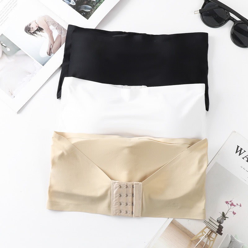 Sexy Ice Silk Seamless Shoulder Warp Gathered Non-slip Beauty Strap Chest Pad Vest Women's Small Breast Tube Top Underwear