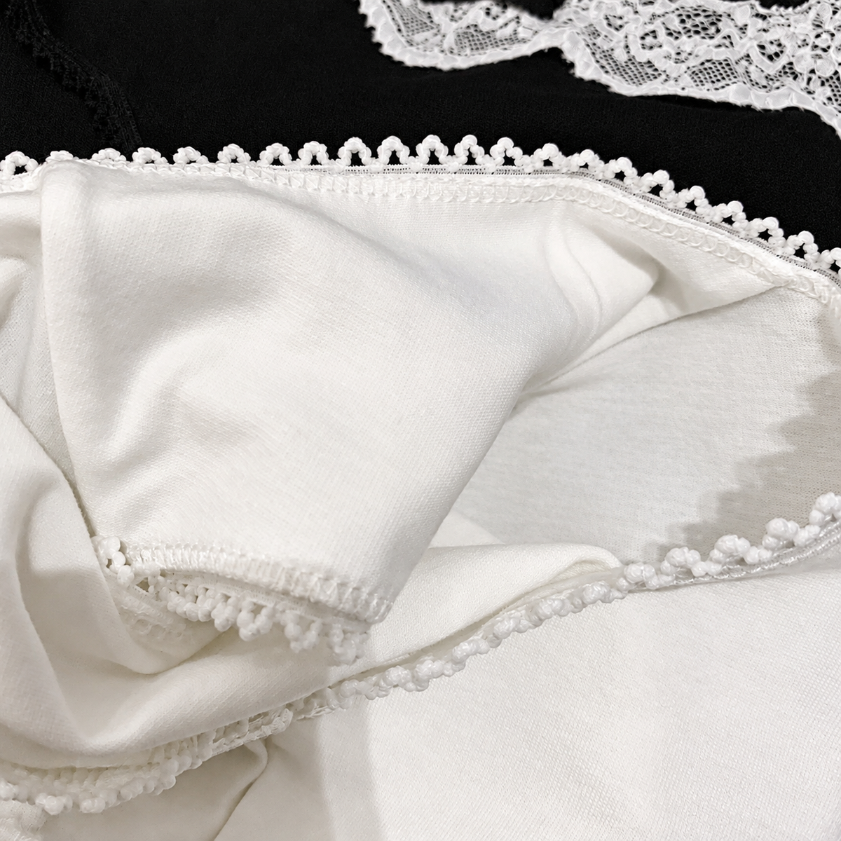 Ivory Lace Trim Panties with Contrast Scalloped Waistband, Delicate Satin Bow Detail and Soft Comfortable Everyday Fit