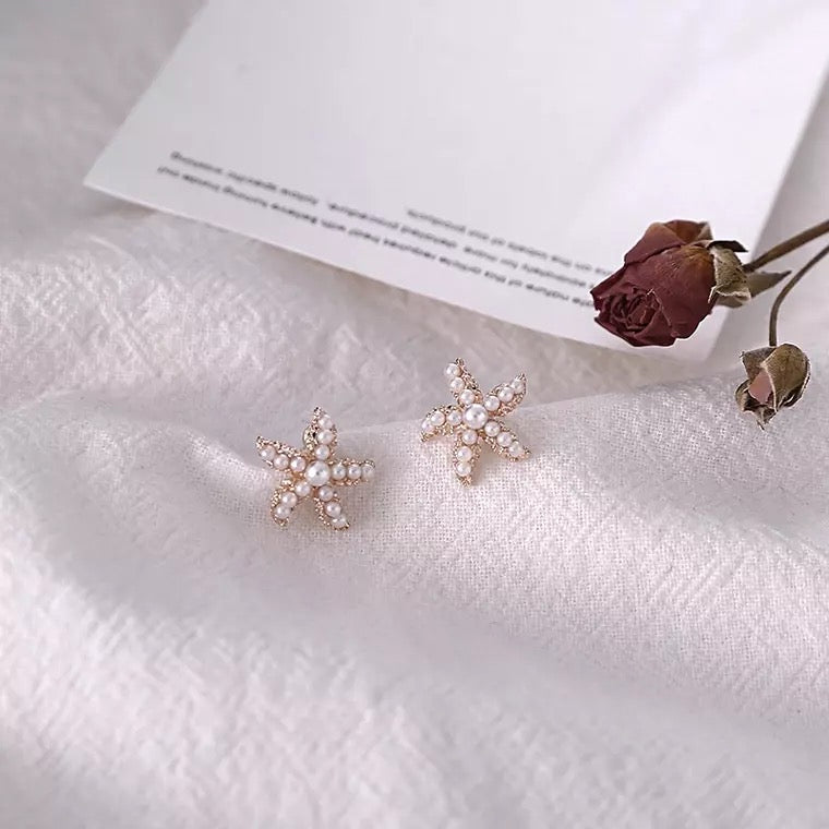 Exquisite Five Pointed Star Elegant Pearl Tassel Stud Earrings Women Small Fresh Luxury Anniversary Wedding Jewelry