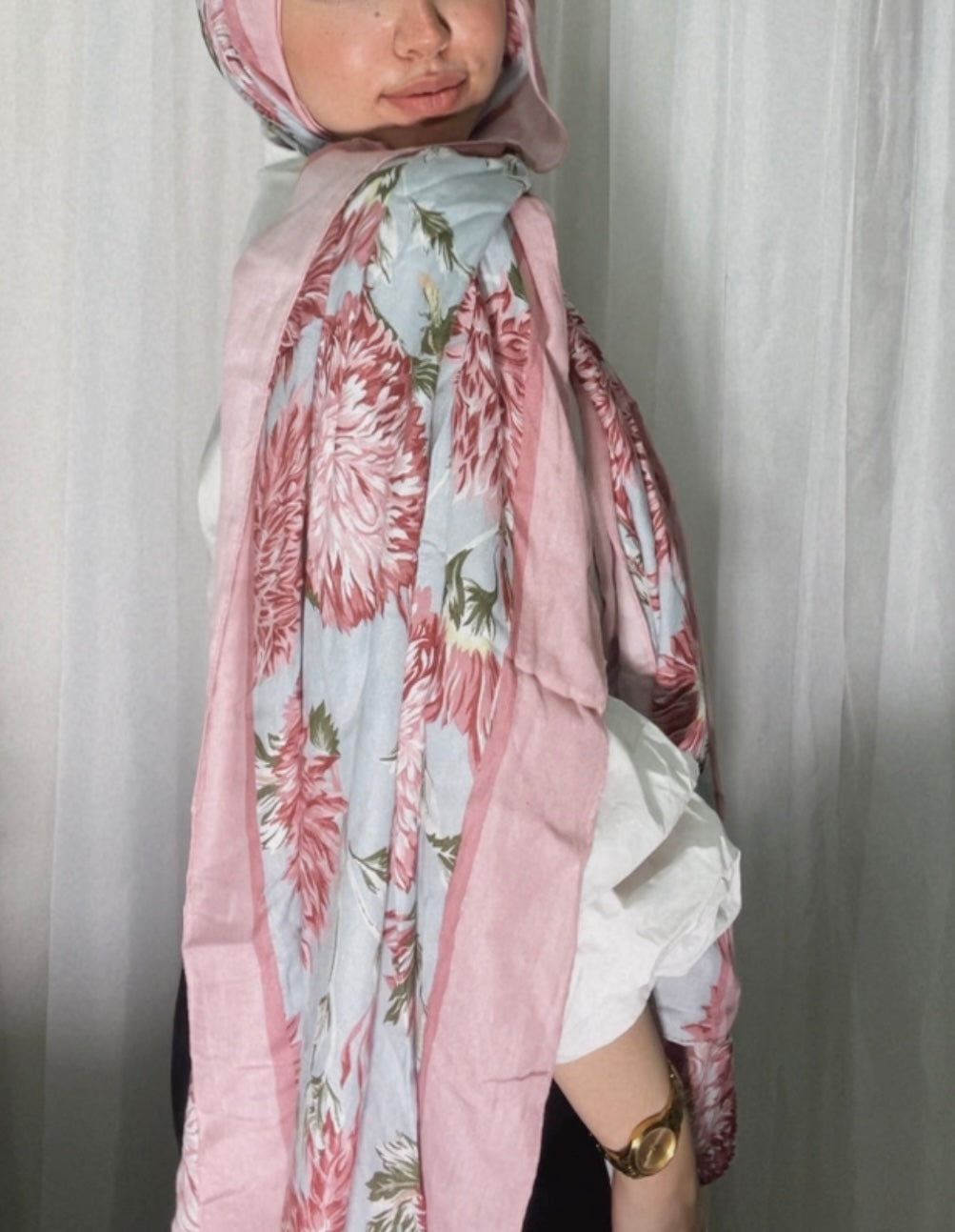 Pink flower Jasmine Scarf