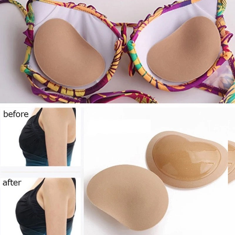 Sticky Bra Thicker Sponge Bra Silicon Pads Breast Push Up Enhancer Removeable Adding Inserts Cups Invisible Lift Up Bra for Women