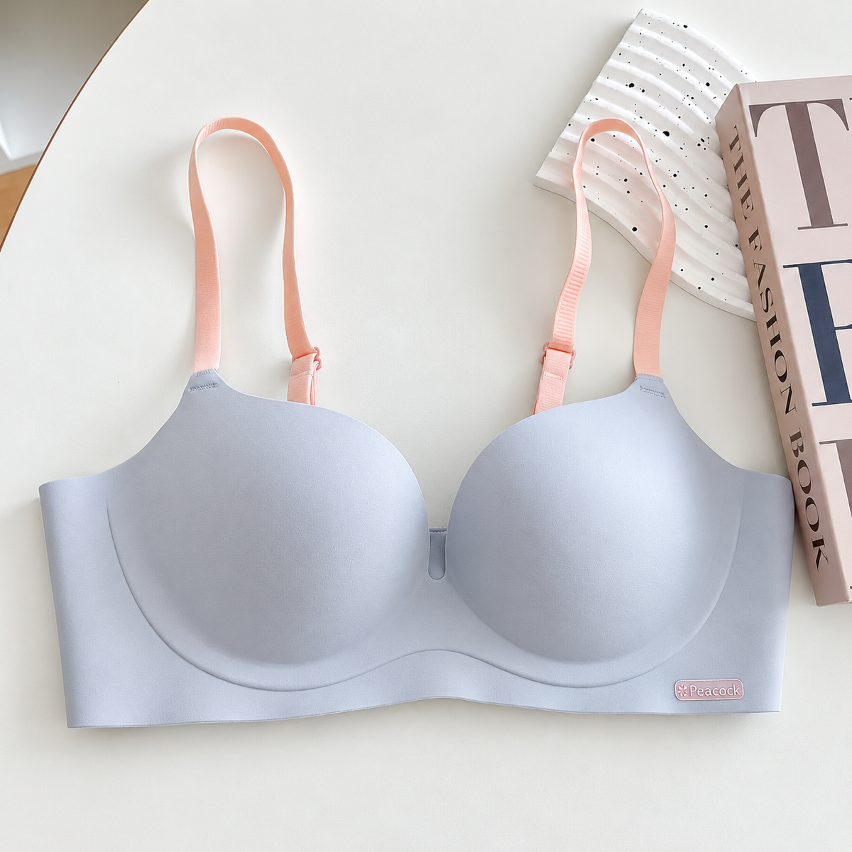 Seamless Wireless Push-Up Bra with Adjustable Straps and Supportive Molded Cups