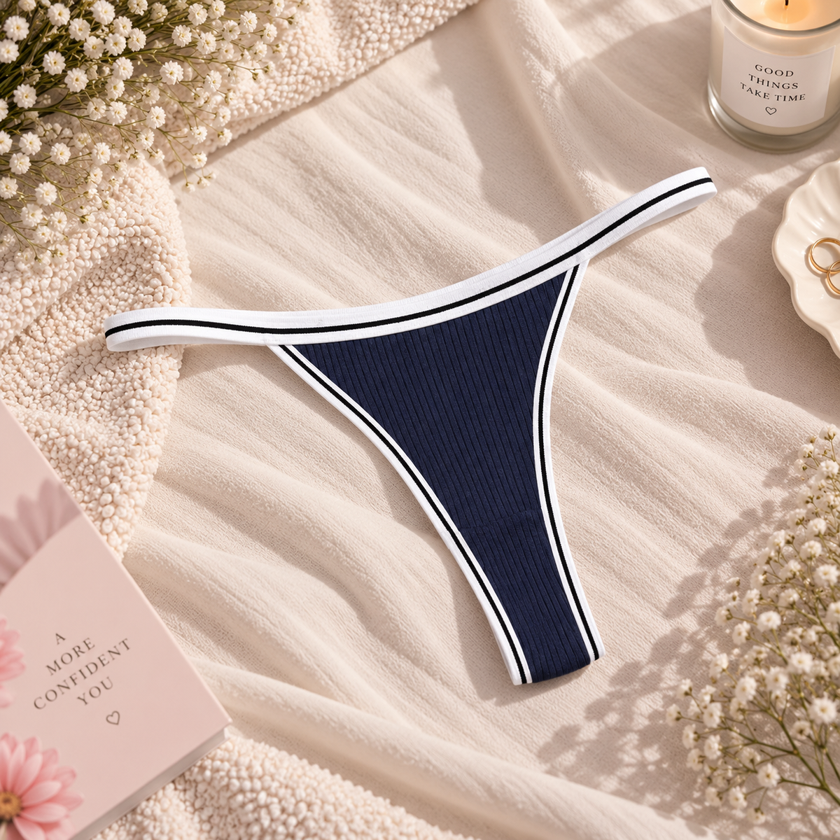 Women Thong Sexy Women's Cotton Underwear Thin Belt Striped Low Waist T Pants Women Panties