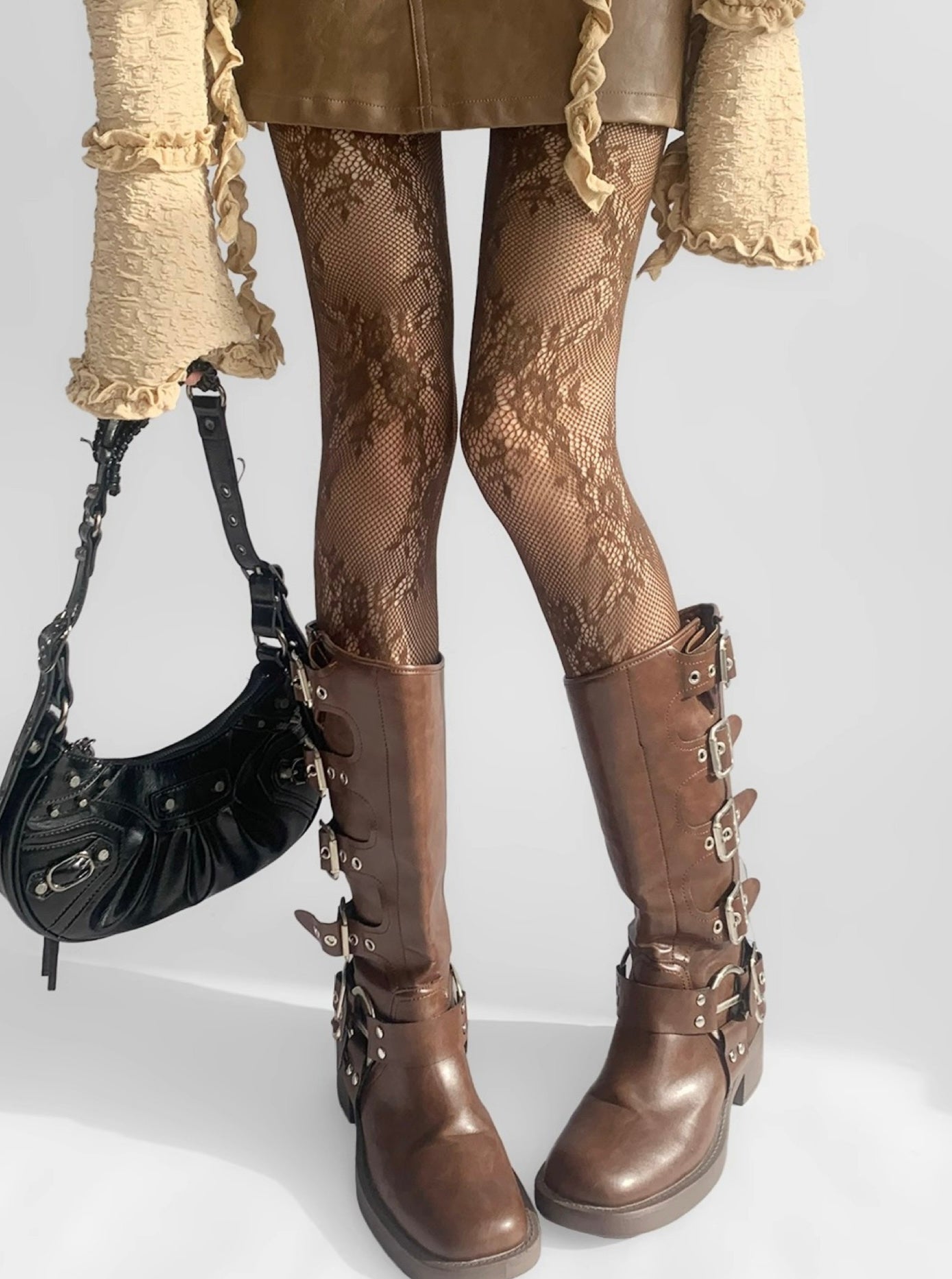 Premium Floral Lace Fishnet Pantyhose for Women | Elegant Stretch Mesh Stockings