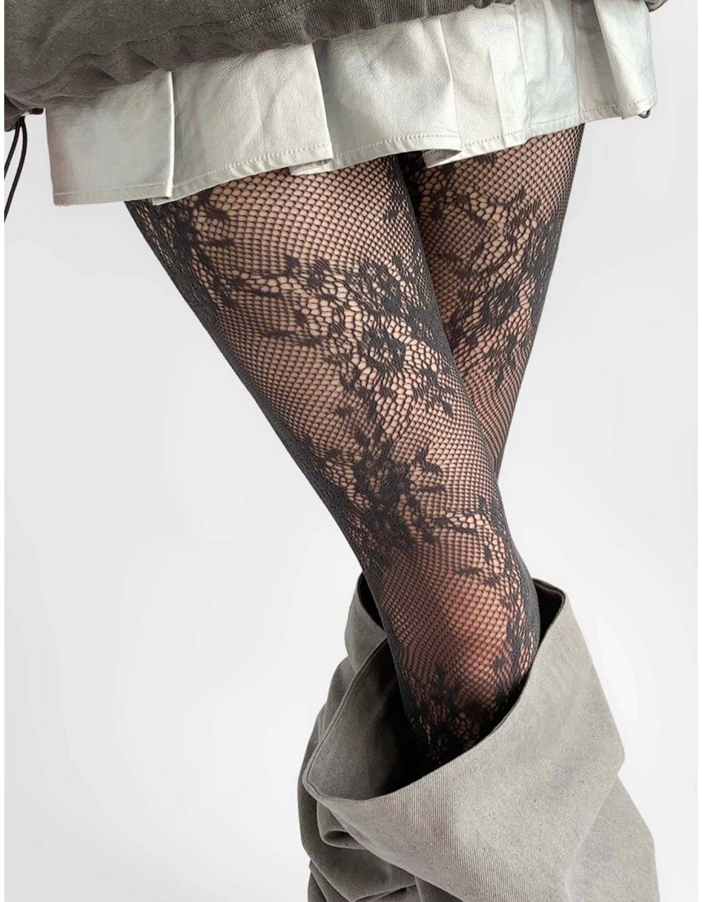 Premium Floral Lace Fishnet Pantyhose for Women | Elegant Stretch Mesh Stockings