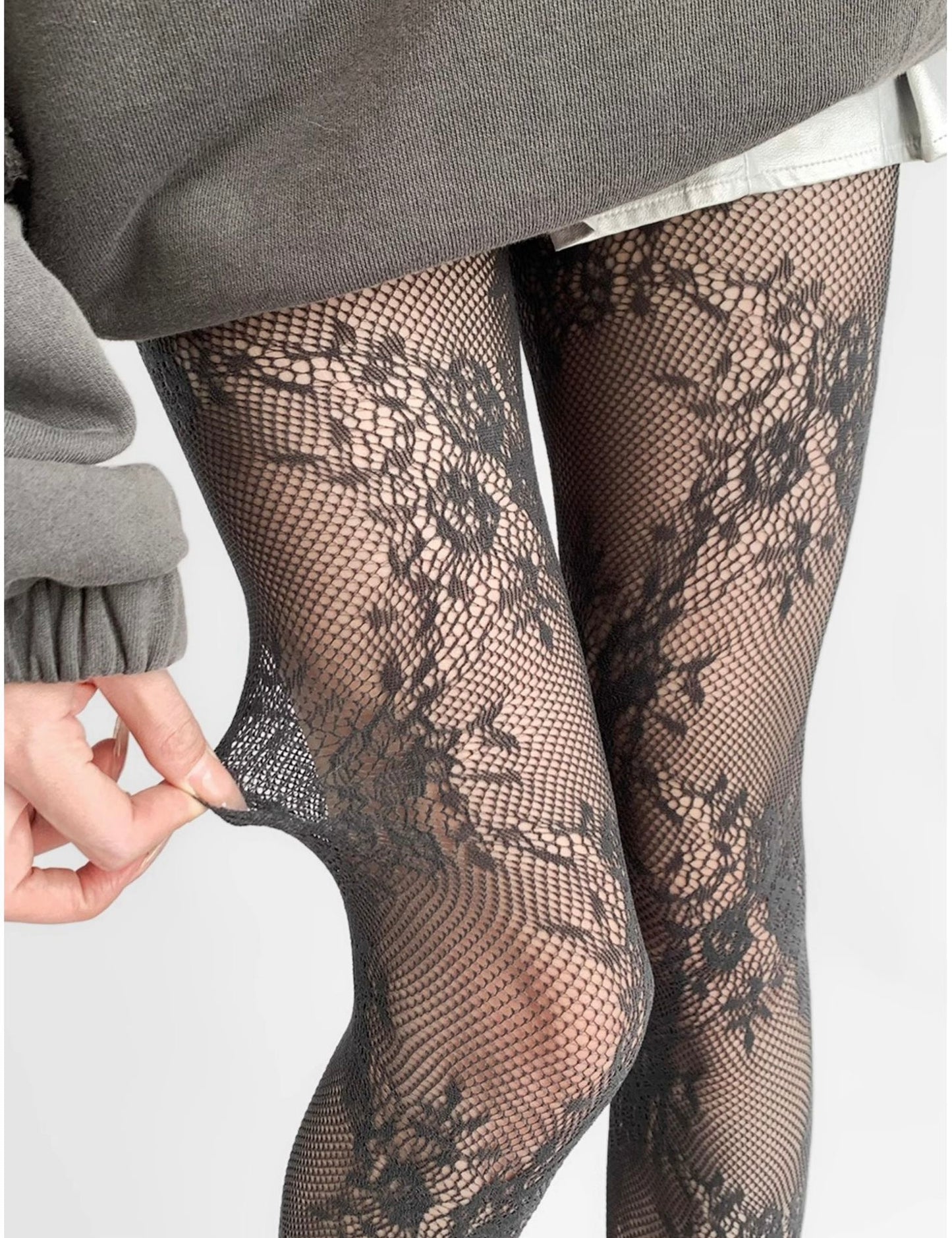 Premium Floral Lace Fishnet Pantyhose for Women | Elegant Stretch Mesh Stockings