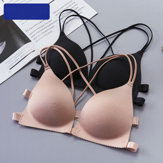 Ladies Wire Free Chest Sports Wireless Cross Comfortable Front Buckle Soft Bra