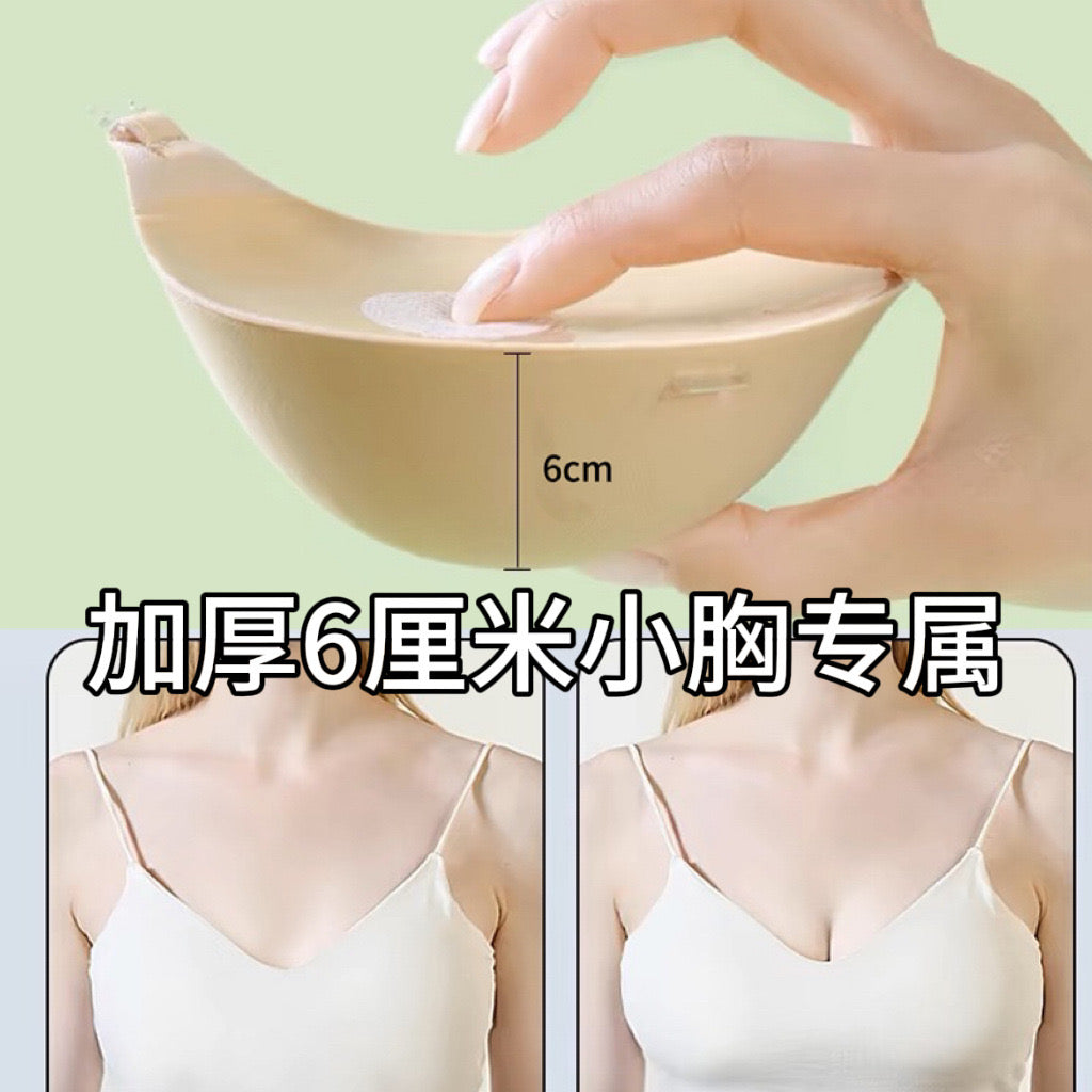 Silicon Double Sticky 6CM Thick Invisible Bra Flat Chest Display Big Silicone Breast Sticker With Strap