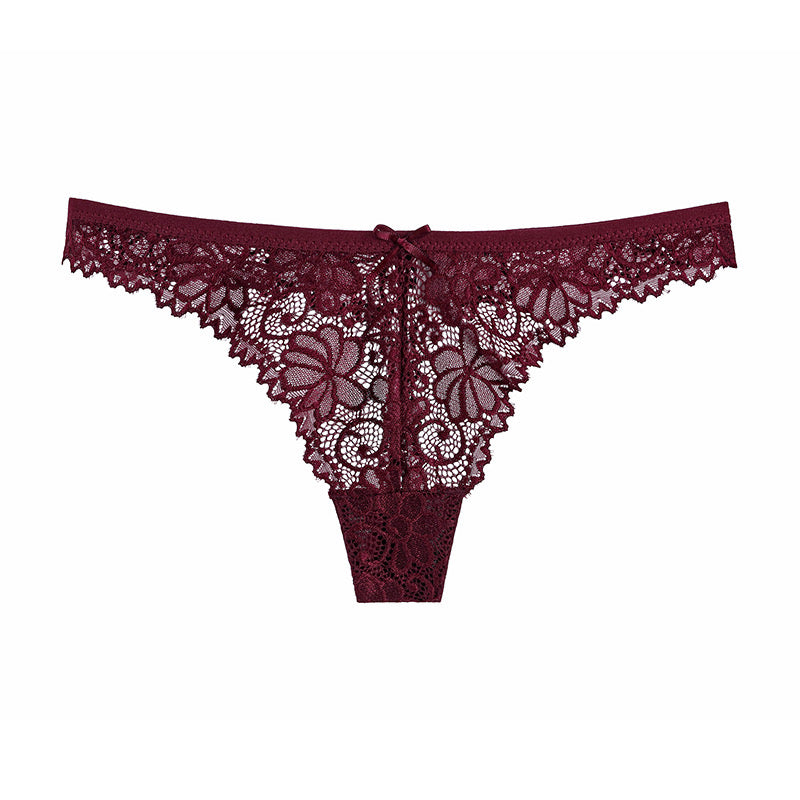 Sexy Women's Hollow Fashion Low Waist Lace Underwear Female Thongs Panties Briefs Ruffle G String