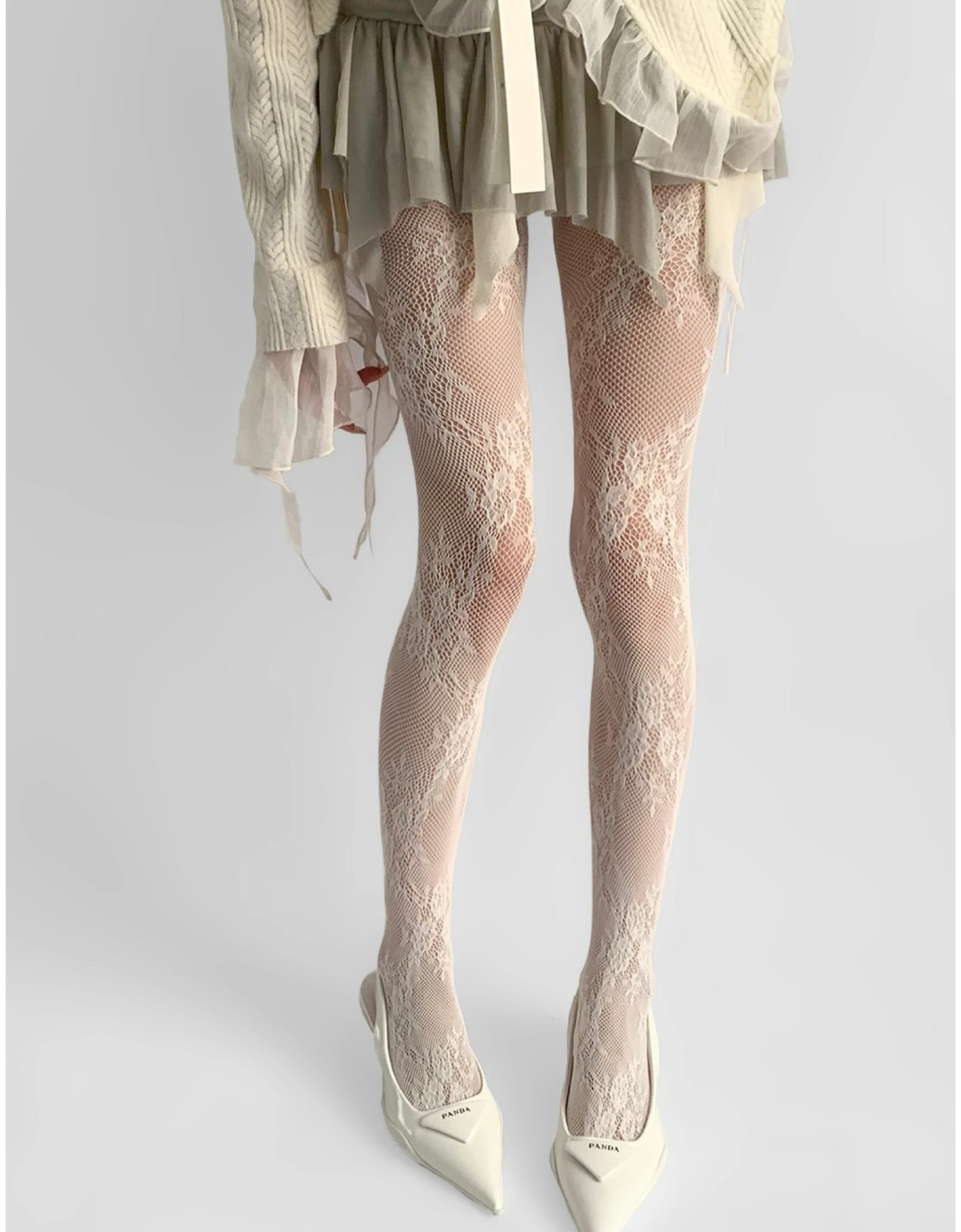 Premium Floral Lace Fishnet Pantyhose for Women | Elegant Stretch Mesh Stockings