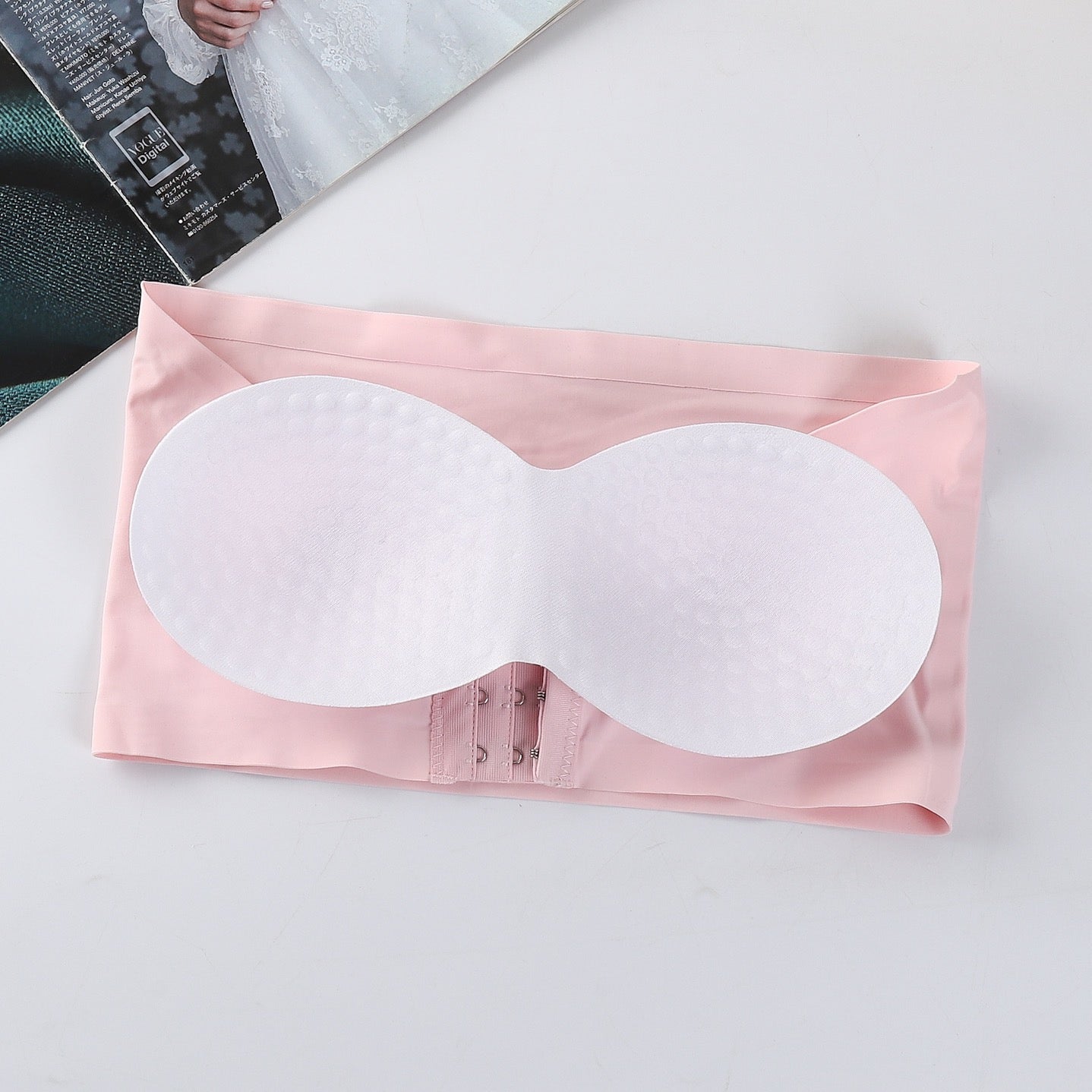 Sexy Ice Silk Seamless Shoulder Warp Gathered Non-slip Beauty Strap Chest Pad Vest Women's Small Breast Tube Top Underwear