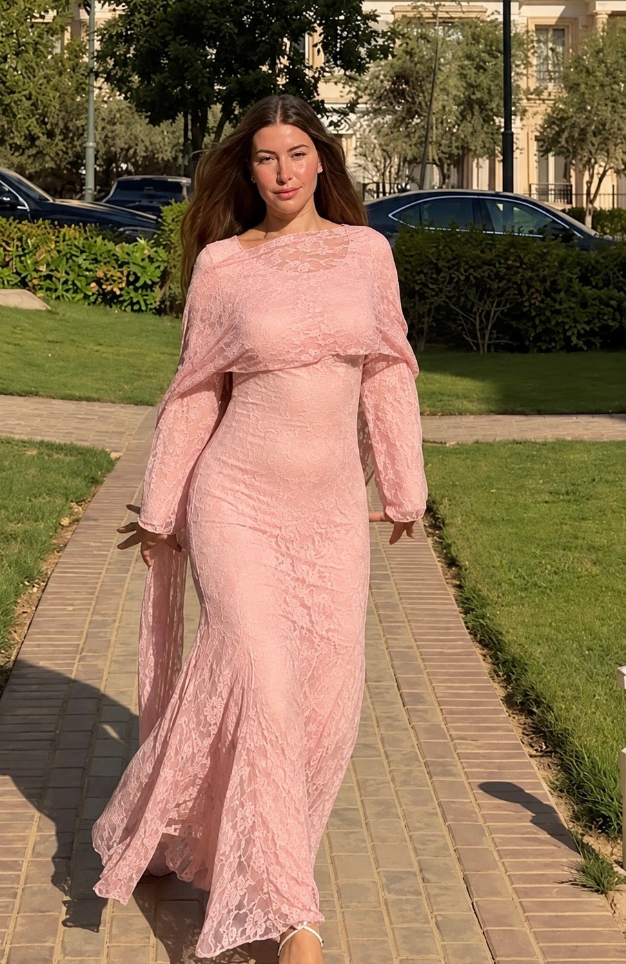 Casual Long Sleeves Lace Mermaid Bodycon Women's Maxi Dress Sexy  Long Dress for Women