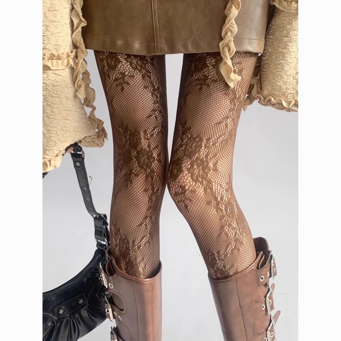 Premium Floral Lace Fishnet Pantyhose for Women | Elegant Stretch Mesh Stockings