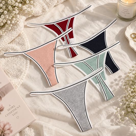 Women Thong Sexy Women's Cotton Underwear Thin Belt Striped Low Waist T Pants Women Panties