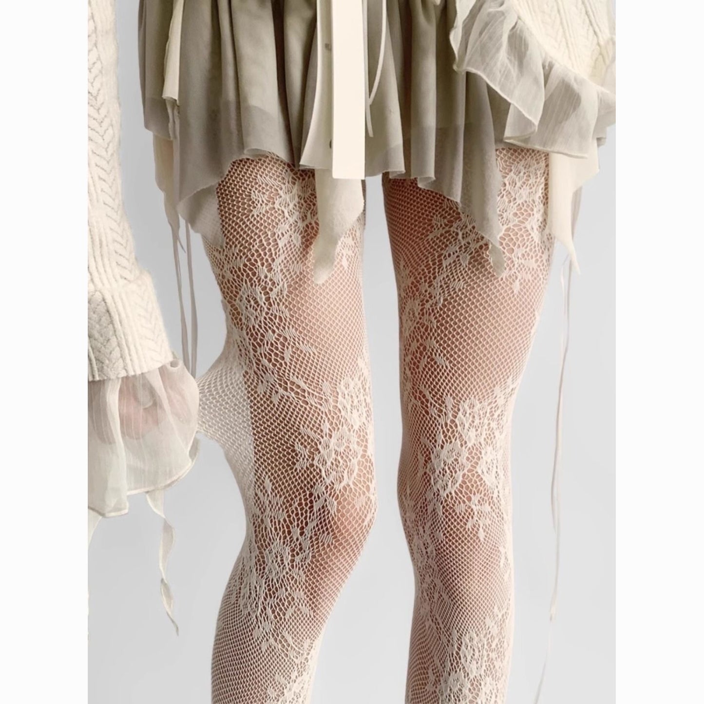 Premium Floral Lace Fishnet Pantyhose for Women | Elegant Stretch Mesh Stockings