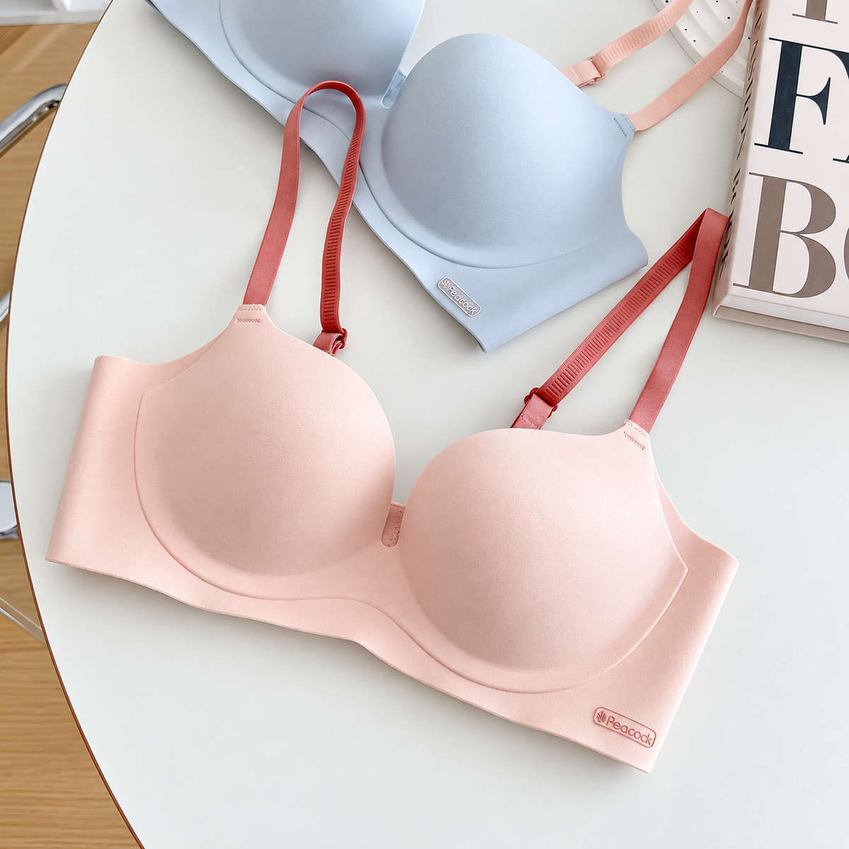 Seamless Wireless Push-Up Bra with Adjustable Straps and Supportive Molded Cups