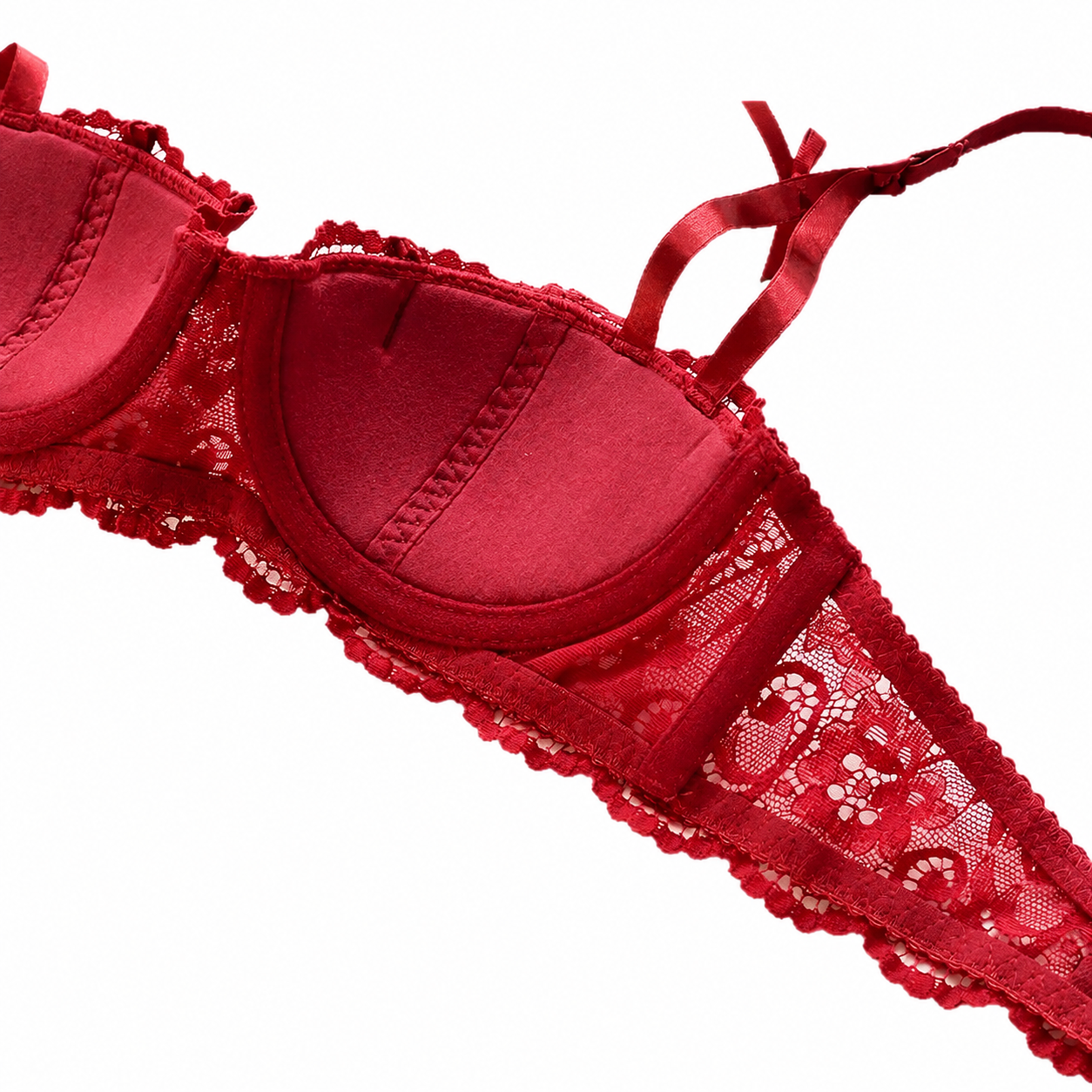 Women Bras Sexy Lace Half Cup  French Style Lingerie Soft Deep V Top Breathable Back Closure Thin Bralette