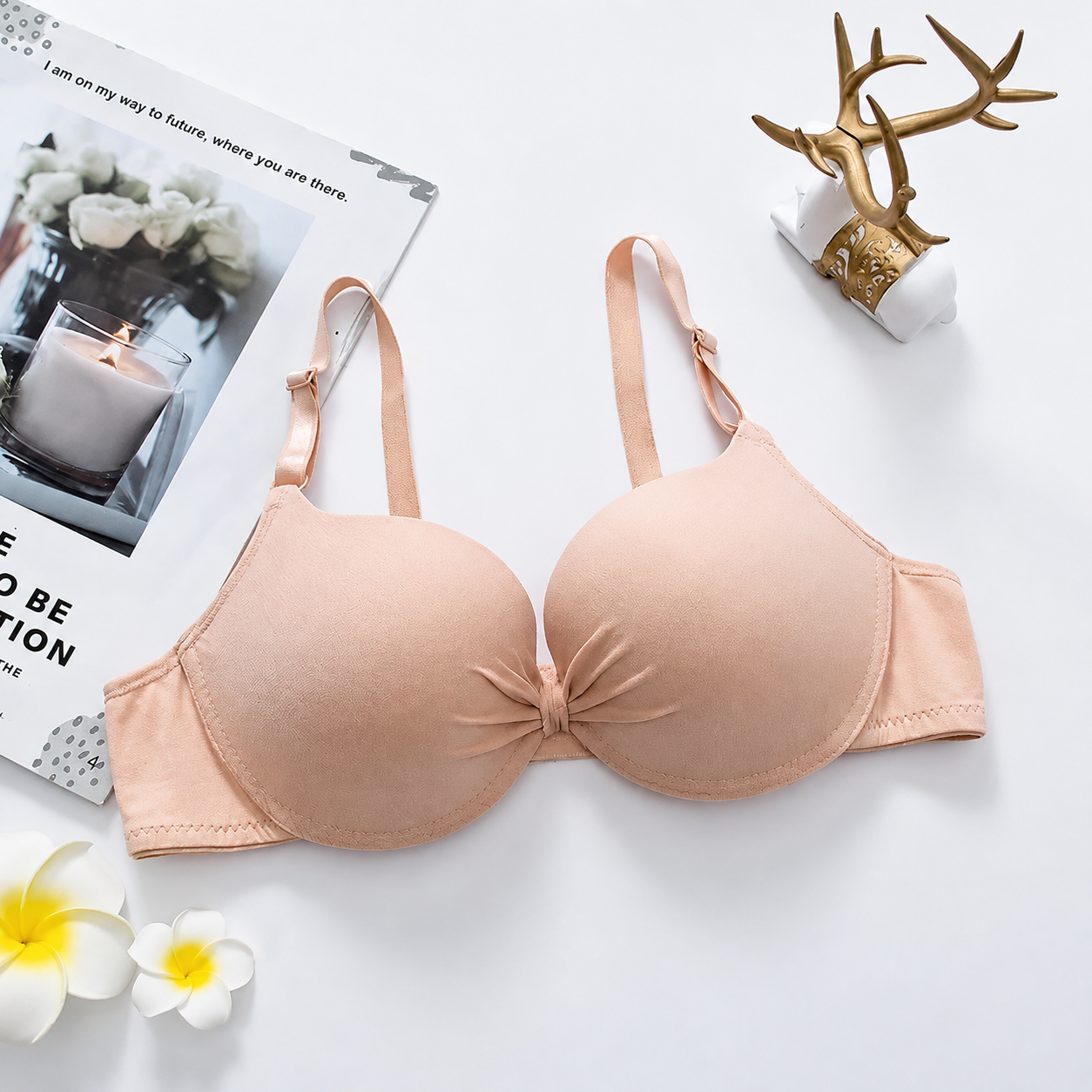 Sexy Women Cotton Gathered Bra Deep V Underwire Ladied  Brassiere Push Up Lingerie Solid Bras Backless Intimate Underwear