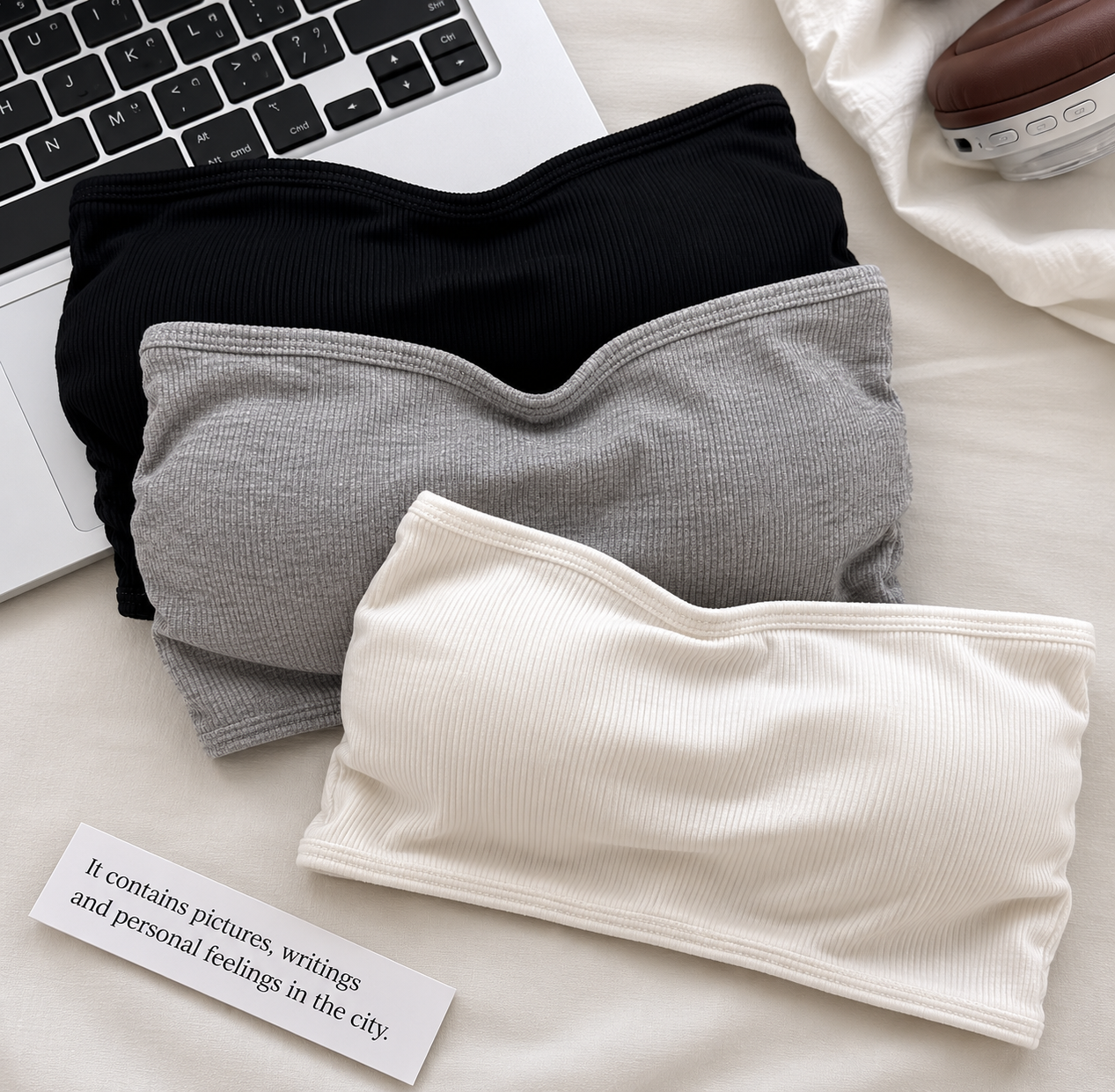 Ice Silk Strapless Bra With Chest Cushion One Line Circumference To Prevent Light From Escaping Strapless Bra For Gathering