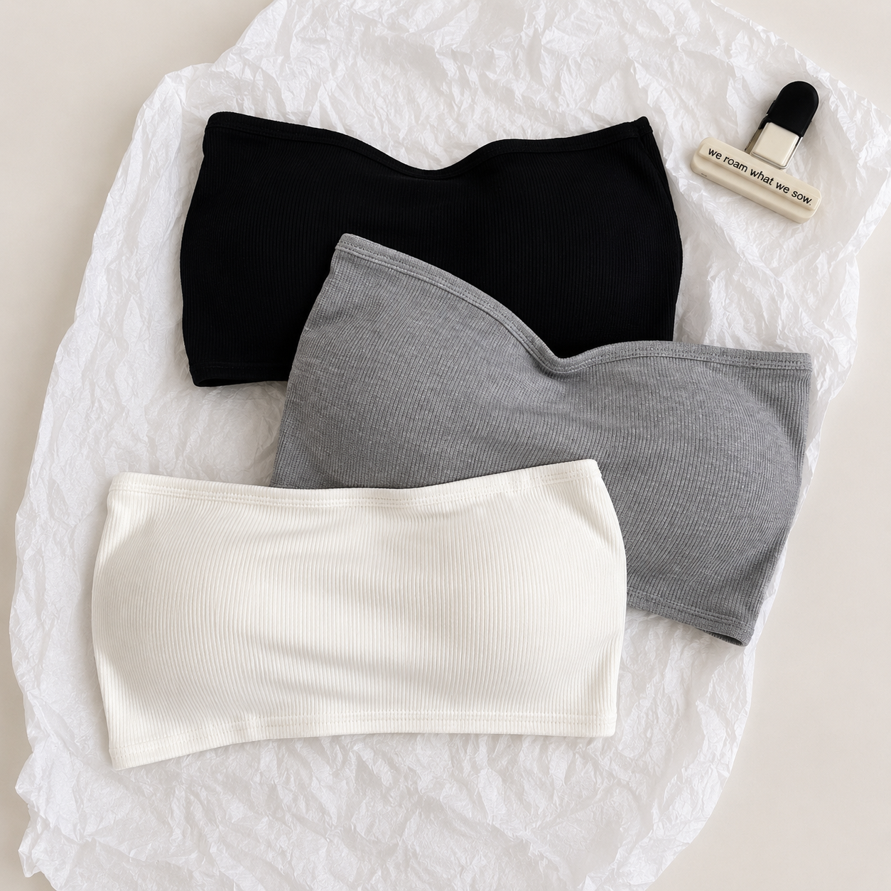 Ice Silk Strapless Bra With Chest Cushion One Line Circumference To Prevent Light From Escaping Strapless Bra For Gathering