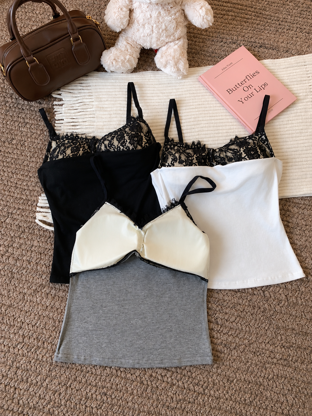Women 2026  New Fashion Lace-Embellished Underwear Tank Tops Vintage Backless Thin Straps Casual Female Camis Chic Tops