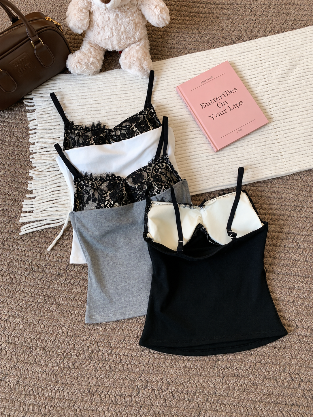 Women 2026  New Fashion Lace-Embellished Underwear Tank Tops Vintage Backless Thin Straps Casual Female Camis Chic Tops