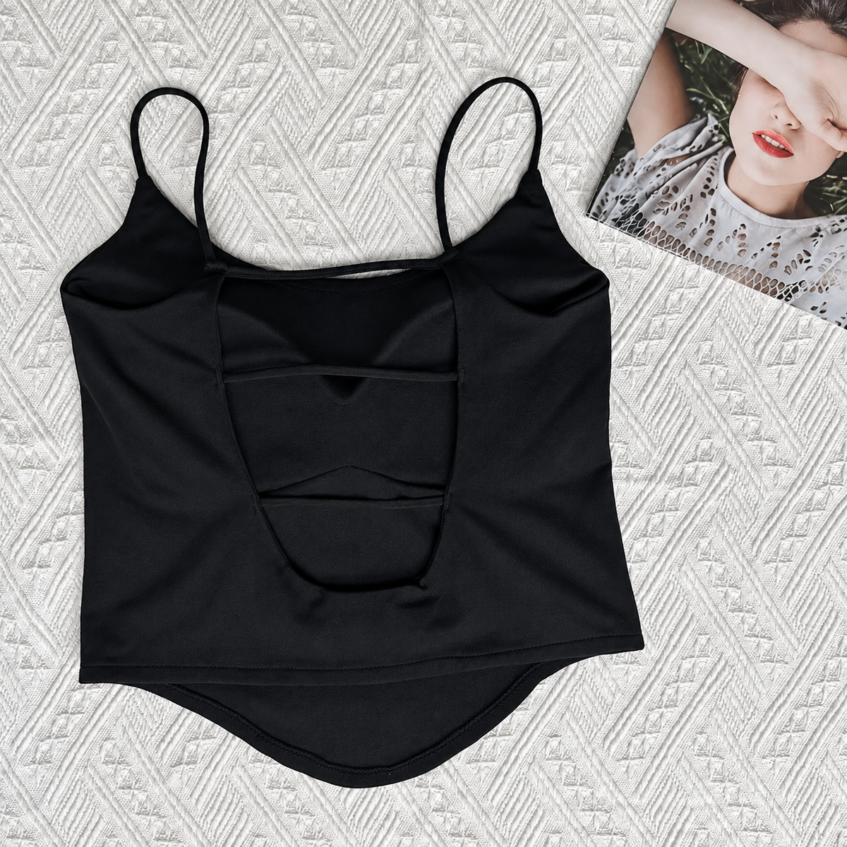 Women’s Fitted Cami top Thin Spaghetti Straps Square Neck Sculpted Seam Detail Slim Fit Sleeveless Fashion Top for Everyday Styling