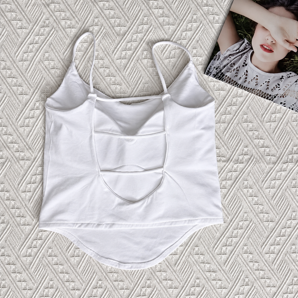 Women’s Fitted Cami top Thin Spaghetti Straps Square Neck Sculpted Seam Detail Slim Fit Sleeveless Fashion Top for Everyday Styling