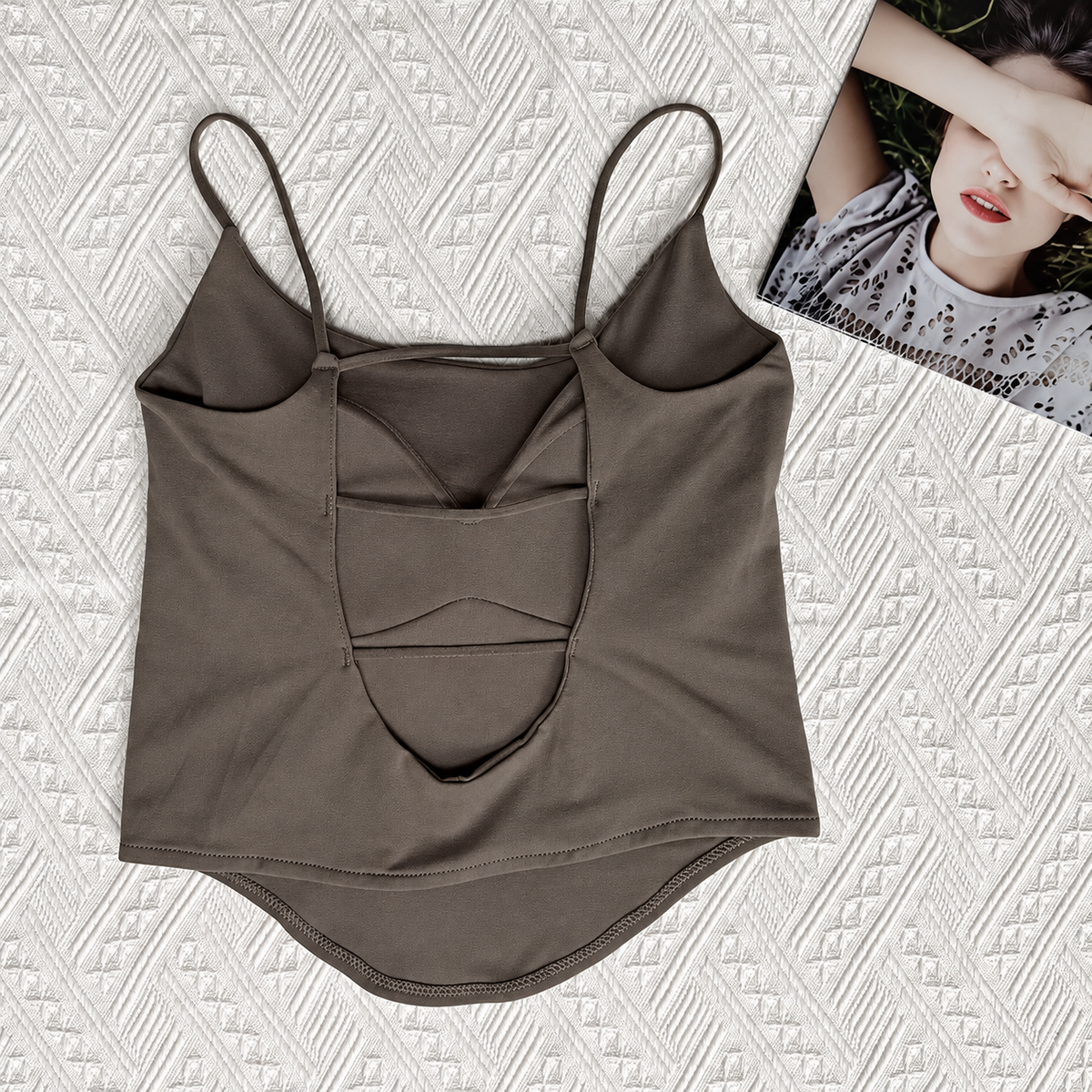 Women’s Fitted Cami top Thin Spaghetti Straps Square Neck Sculpted Seam Detail Slim Fit Sleeveless Fashion Top for Everyday Styling