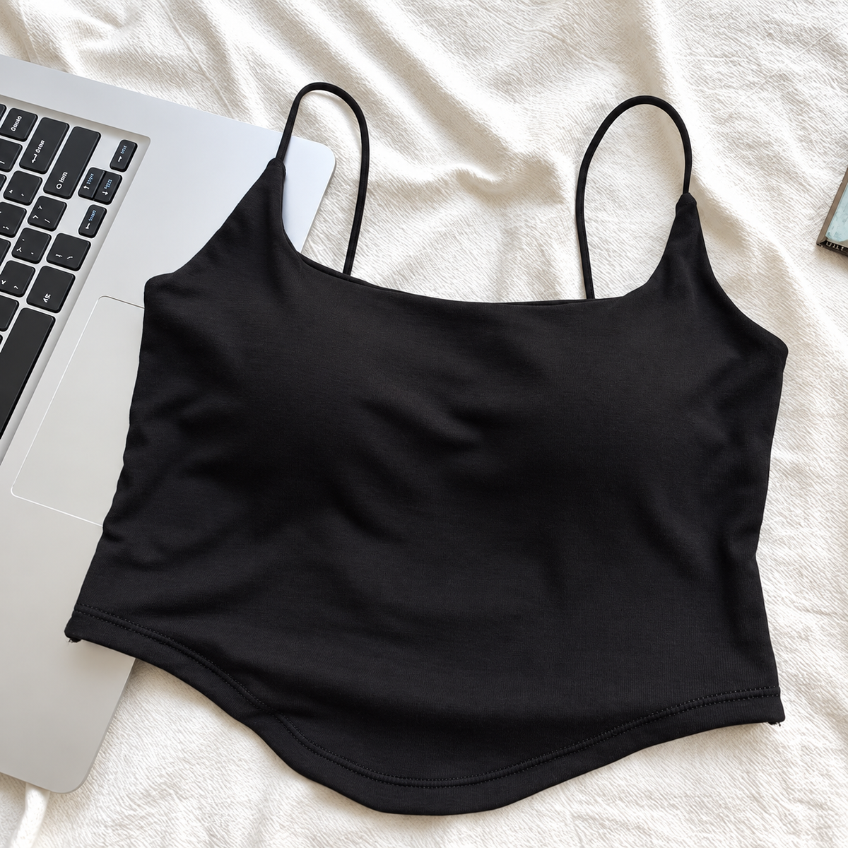 Women’s Fitted Cami top Thin Spaghetti Straps Square Neck Sculpted Seam Detail Slim Fit Sleeveless Fashion Top for Everyday Styling