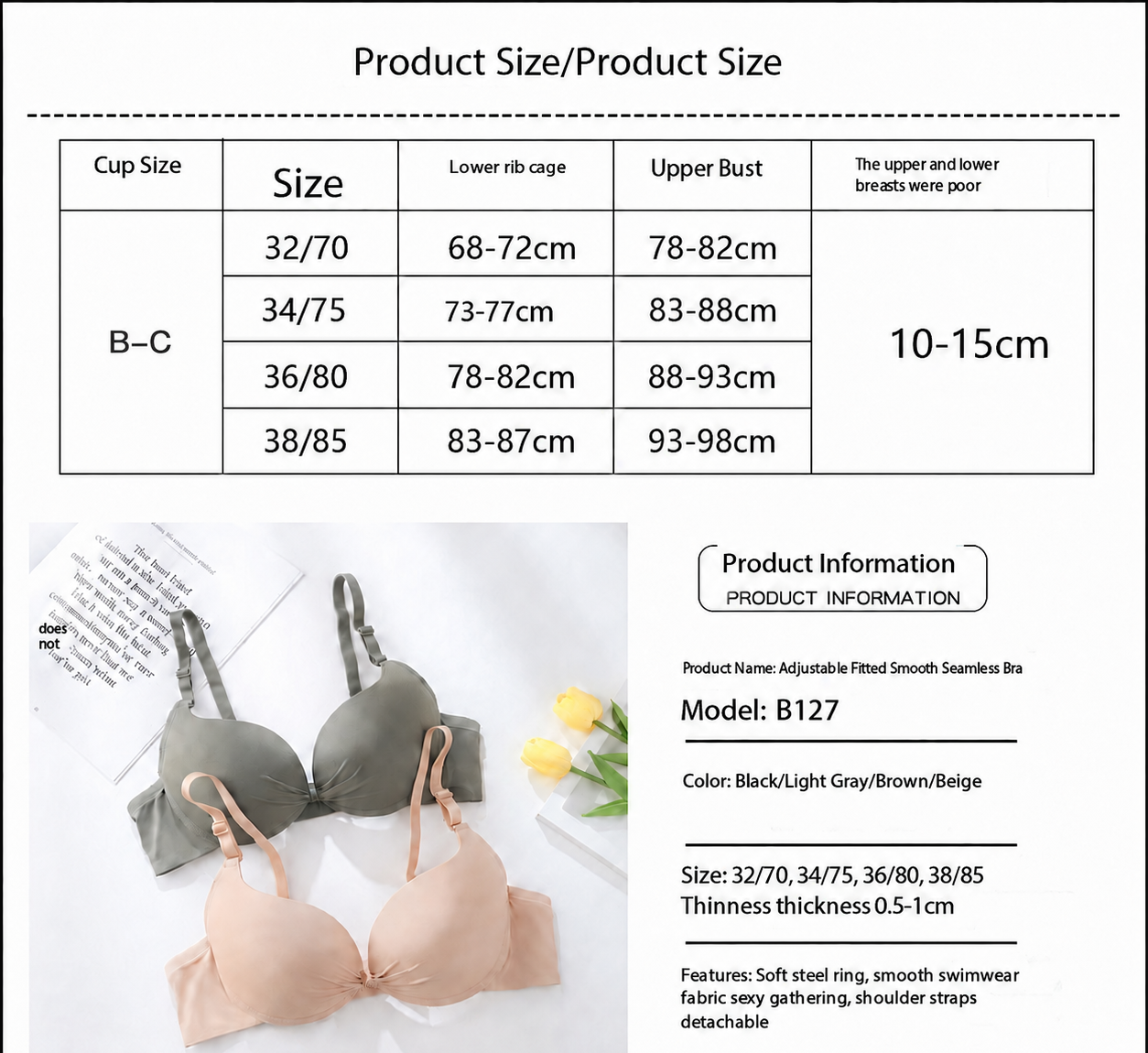 Sexy Women Cotton Gathered Bra Deep V Underwire Ladied  Brassiere Push Up Lingerie Solid Bras Backless Intimate Underwear