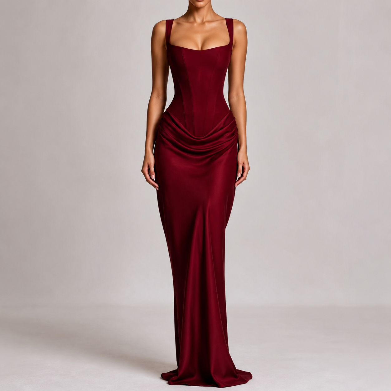 Elegant Women's Party WHITE Dress 2026Summer Solid Color Hanging Neck Bareback Strap Split Style Skinny Dress Fishtail Bodycon Dress