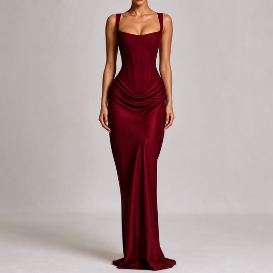 Elegant Women's Party WHITE Dress 2026Summer Solid Color Hanging Neck Bareback Strap Split Style Skinny Dress Fishtail Bodycon Dress