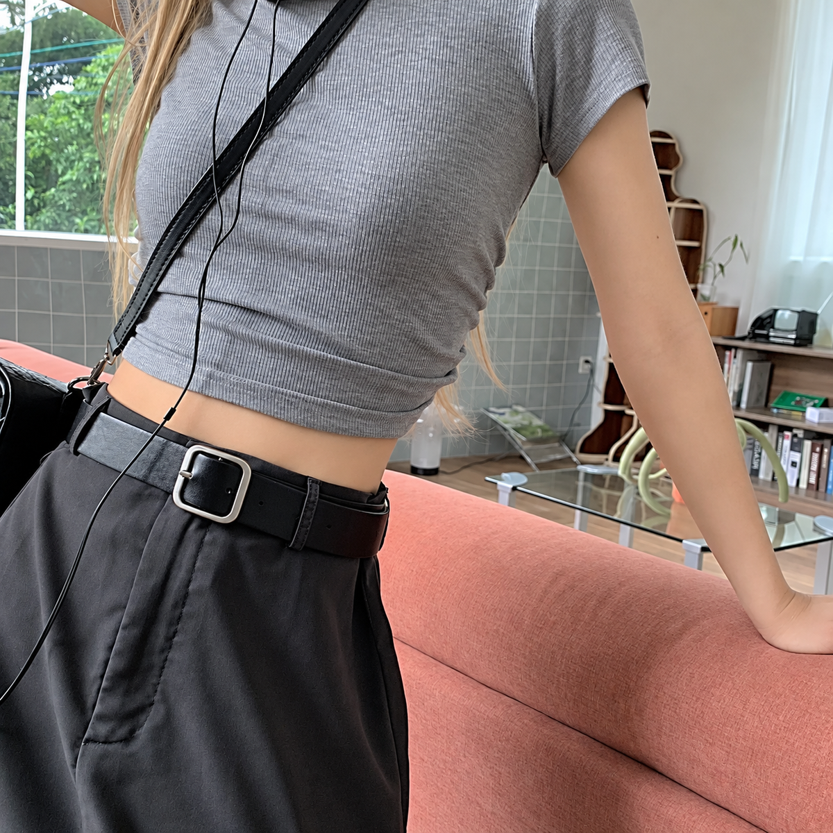 Top da donna Primavera Estate, scollo rotondo, schiena scoperta, tinta unita, maniche corte, crop top, attillato, sexy, casual, stile hot girl, top versatile