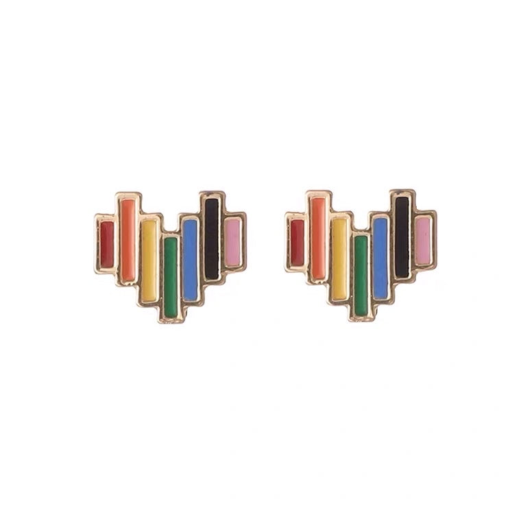 Colorful Heart music steps earrings